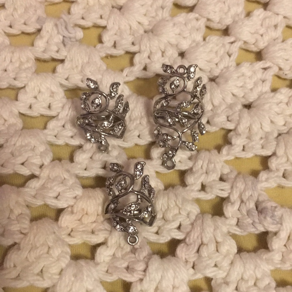 Adjustable 3 piece Silver ring set
